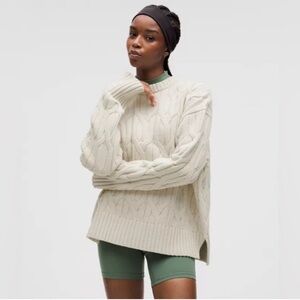 lululemon athletica Cream Cable-Knit Crew Sweater